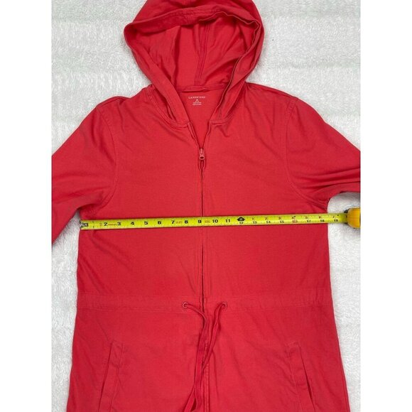 Lands' End Womens Jacket Medium 10 12 Full Zip Hooded Long Belted - Picture 7 of 9